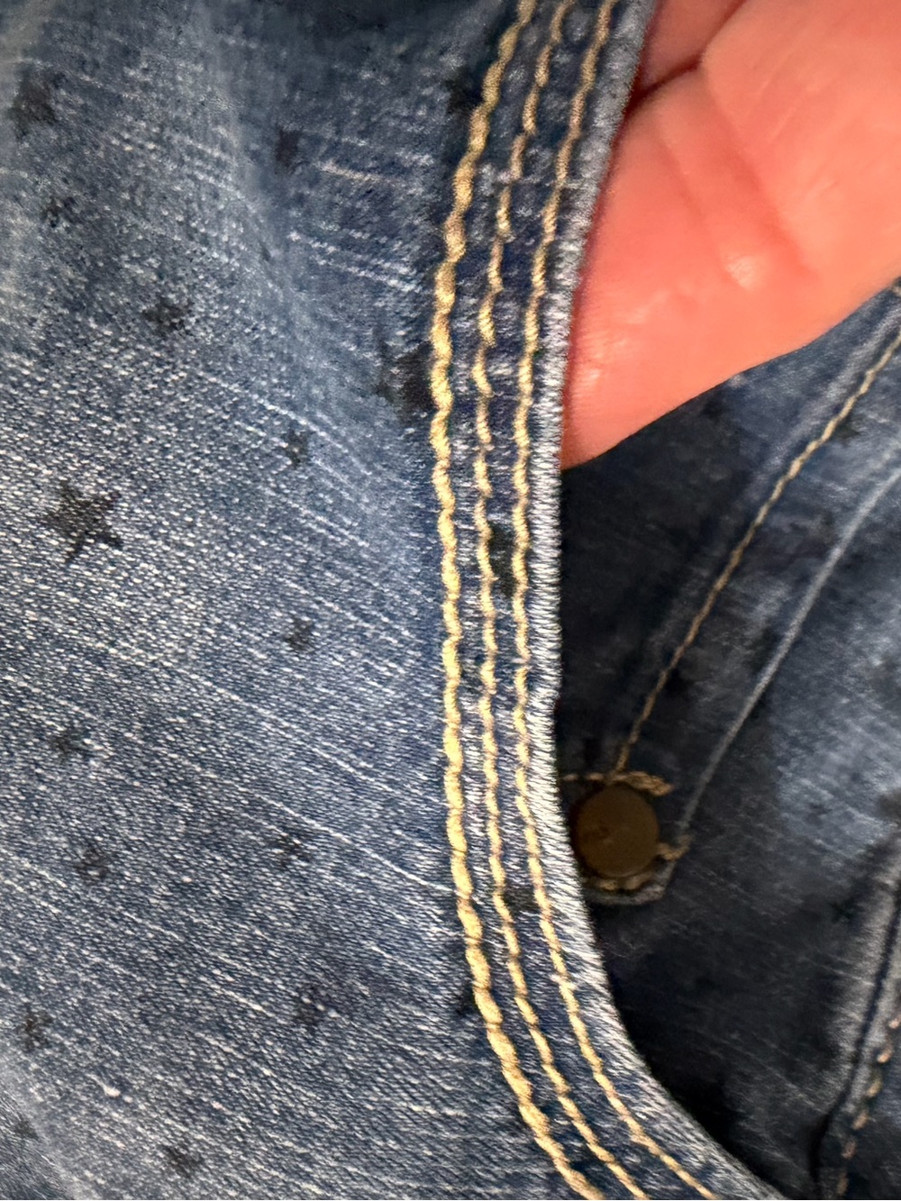 Faded Glory Blue Denim Star-Print Frayed Hem Shorts - Picture 3 of 5